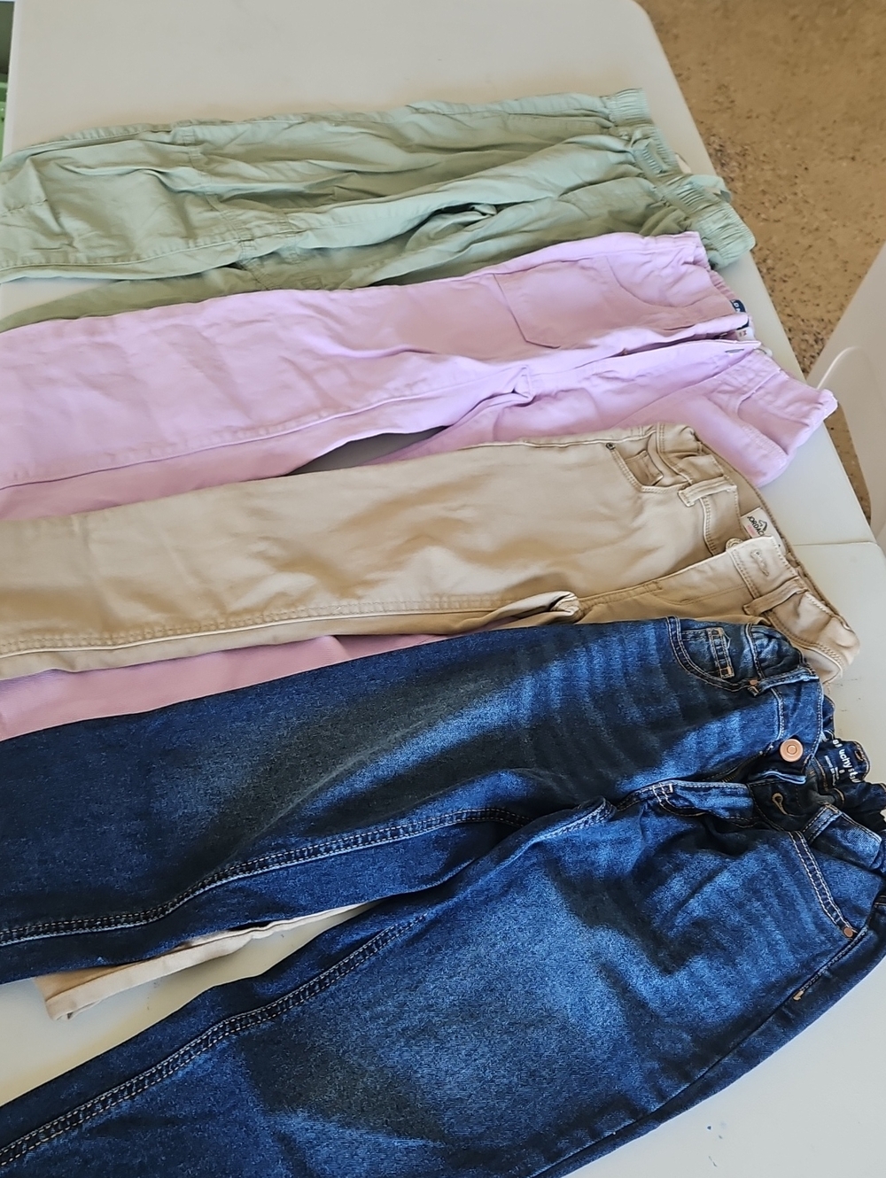 Colorful Four-Pack Pants Bundle - Denim, Khaki, Lilac, Mint